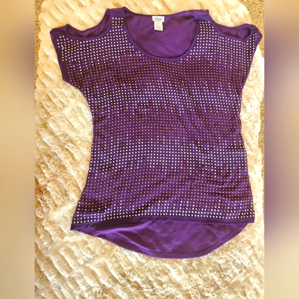 Charming Charlie Purple Beaded Top